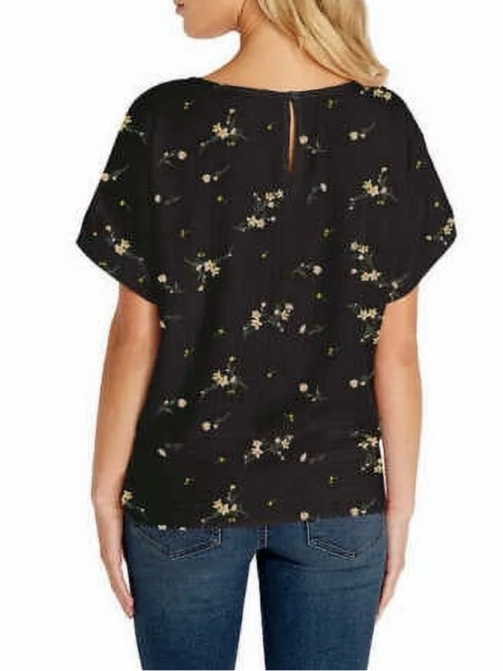 Pretty Buffalo David Bitton Ladies' Tie Front Top Blouse, Black Floral - XXL
